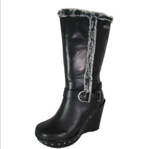 Harley Davidson Womens Fur Lined Wedge Heel Boots